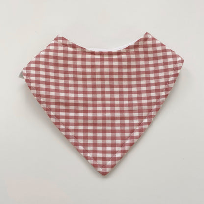 Pink gingham bandana bib