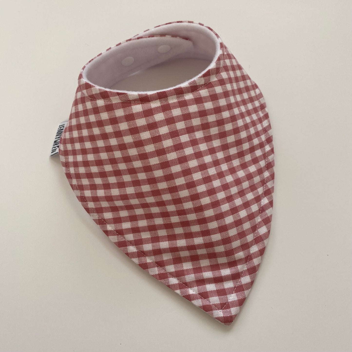 Pink gingham bandana bib