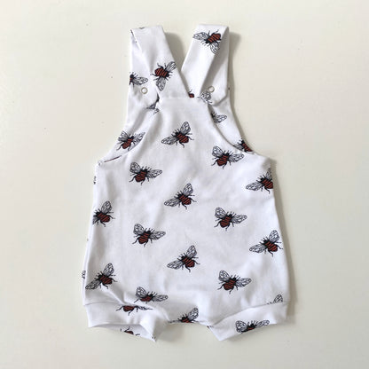 3-6 months white bee short dungarees